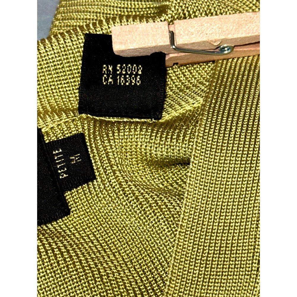 Dana Buchman Petite Medium Green All Silk Collared Sweater Quiet Luxury Chic Top - Picture 7 of 10